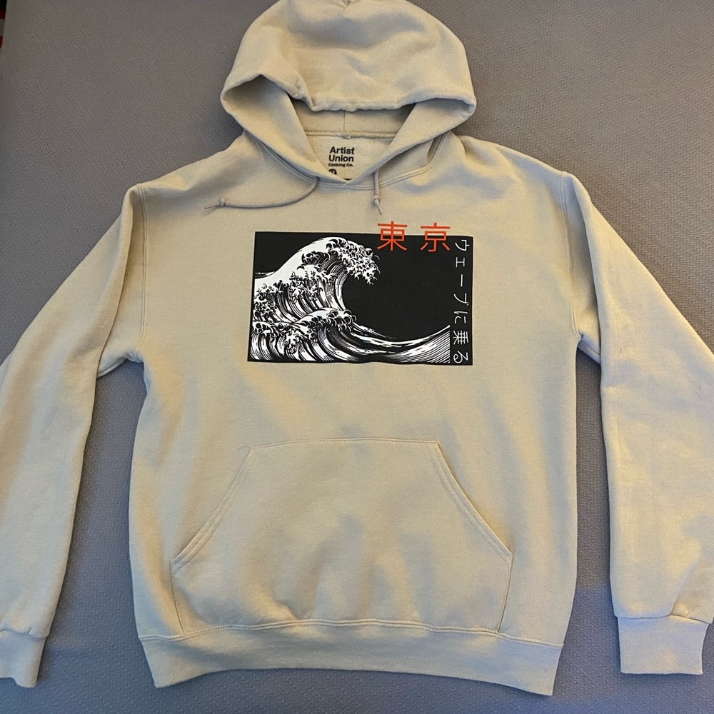 Wave Hoodie - Made by Artist Union - Biege - Size Medium